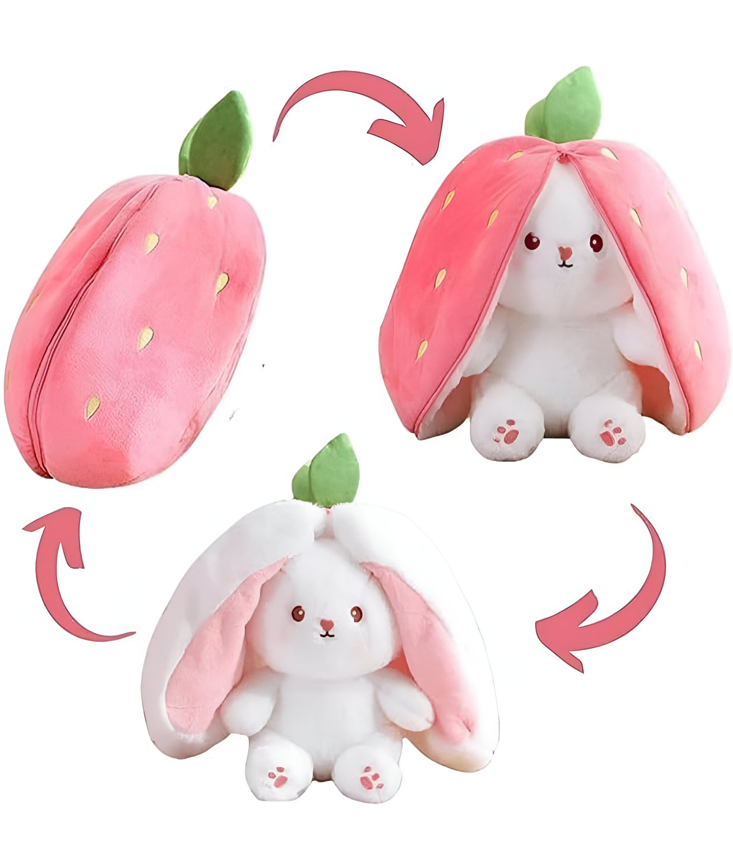 REVERSIBLE  STRAWBERRY CUTE BUNNY SOFT TOY